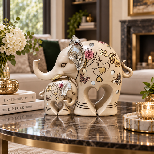 Nurturing Mother & Baby Elephant Figurine