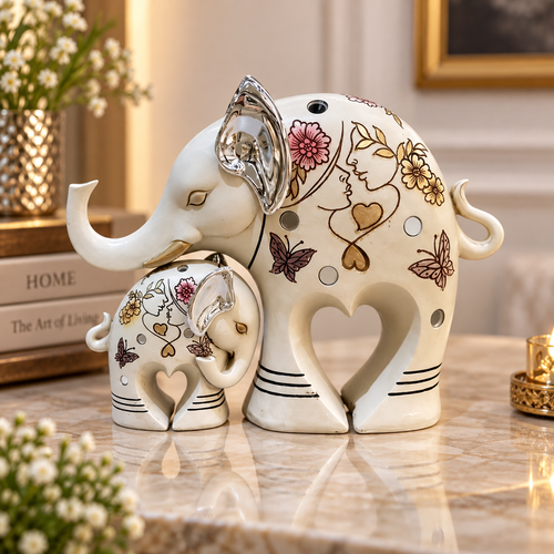 Luxury Mother & Baby Elephant Figurine