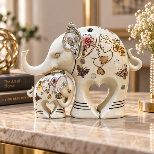 Luxury Mother & Baby Elephant Figurine