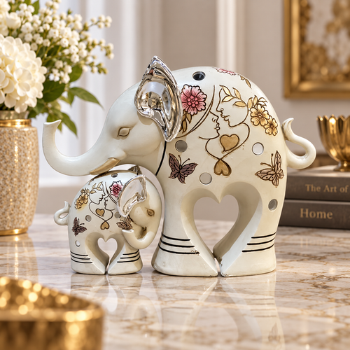 Luxury Mother & Baby Elephant Figurine