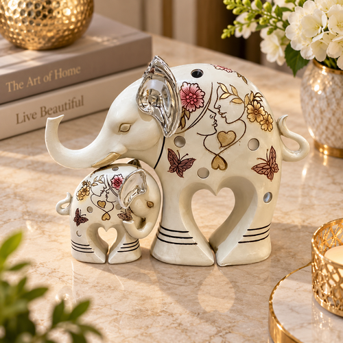 Luxury Mother & Baby Elephant Figurine