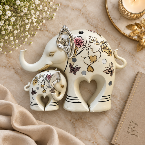 Luxury Mother & Baby Elephant Figurine