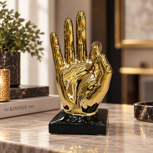 Luxury Three-Finger Hand Gesture Sculpture