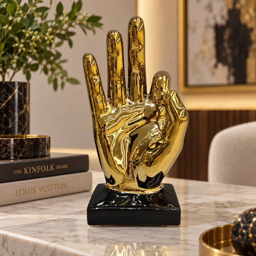 Luxury Three-Finger Hand Gesture Sculpture