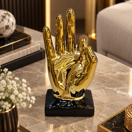 Luxury Three-Finger Hand Gesture Sculpture