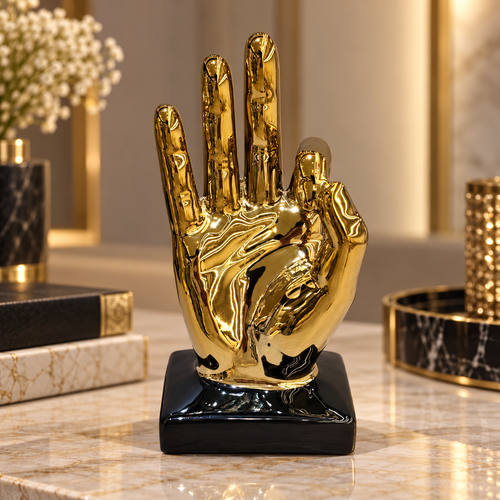 Luxury Three-Finger Hand Gesture Sculpture