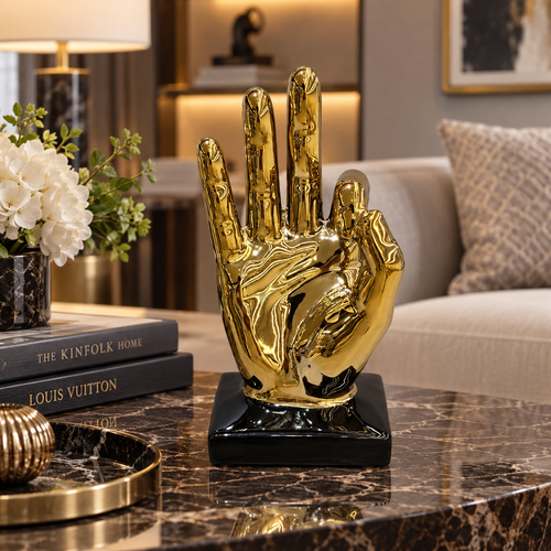 Luxury Three-Finger Hand Gesture Sculpture