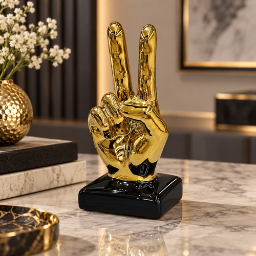 Modernist Peace & Victory Hand Gesture Sculpture