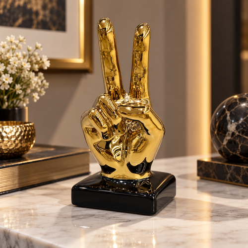Modernist Peace & Victory Hand Gesture Sculpture
