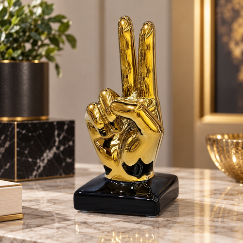 Modernist Peace & Victory Hand Gesture Sculpture