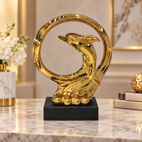 Modernist Leaping Dolphin Sculpture