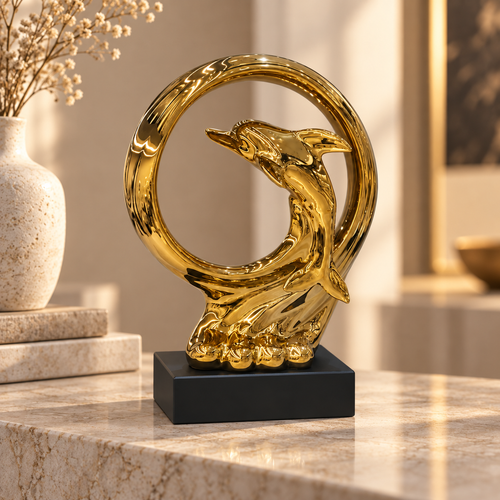 Modernist Leaping Dolphin Sculpture