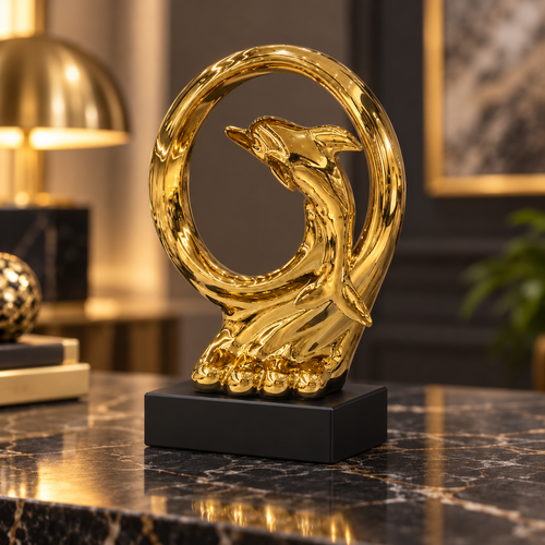 Modernist Leaping Dolphin Sculpture