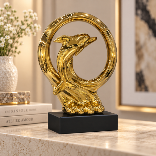 Modernist Leaping Dolphin Sculpture