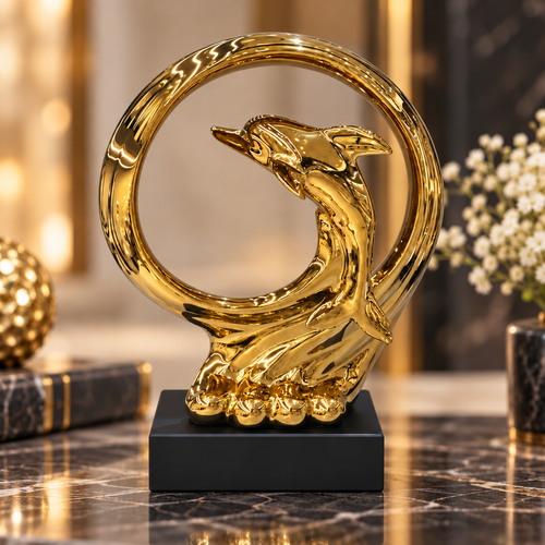 Modernist Leaping Dolphin Sculpture