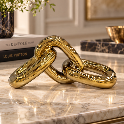 Modernist Horizontal Interlocking Chain Link Sculpture