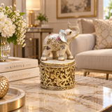 Regal Trunk-Up Elephant Decorative Trinket Jar
