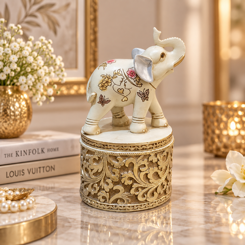 Luxury Elephant Figurine Trinket Box with Lid