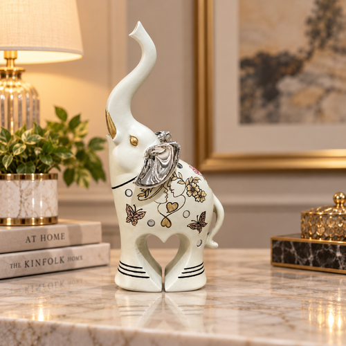 Majestic Tall Trunk Up Elephant Sculpture