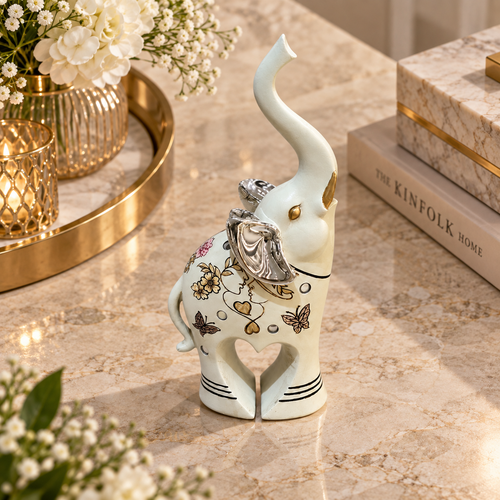 Majestic Tall Trunk Up Elephant Sculpture