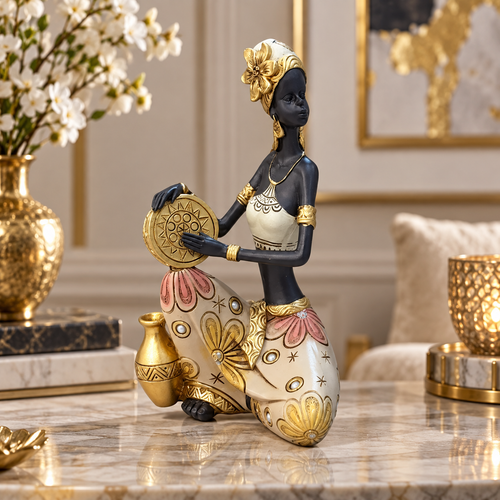 Royal Ethnic Drummer Woman Showpiece