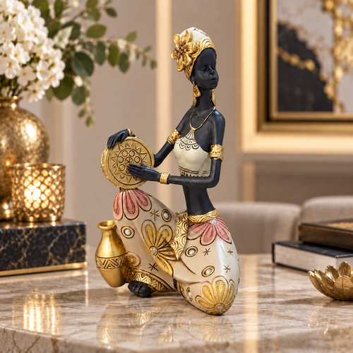 Royal Ethnic Drummer Woman Showpiece