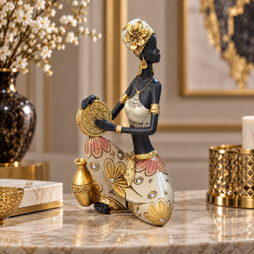 Royal Ethnic Drummer Woman Showpiece