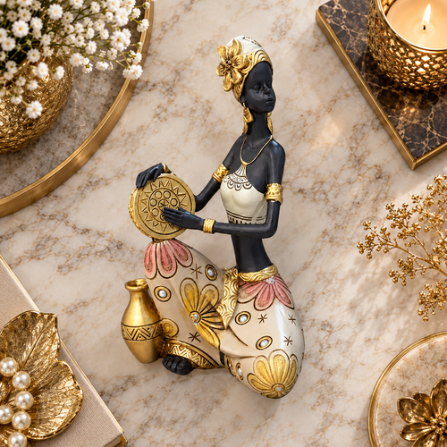 Royal Ethnic Drummer Woman Showpiece