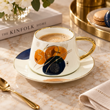 Elegant Celestial Gold-Trimmed Cup & Saucer Set 12 Piece