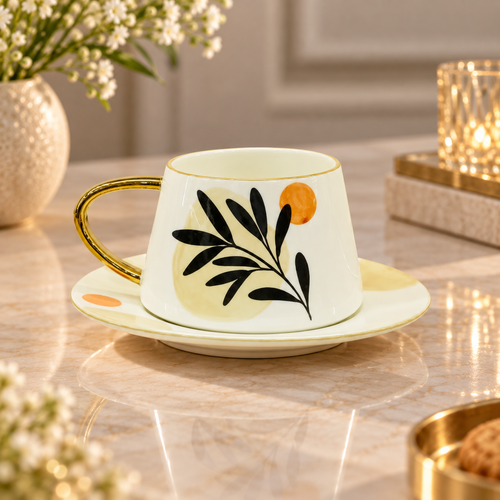 Elegant Heritage Gold-Trimmed Cup & Saucer Set 12 Piece