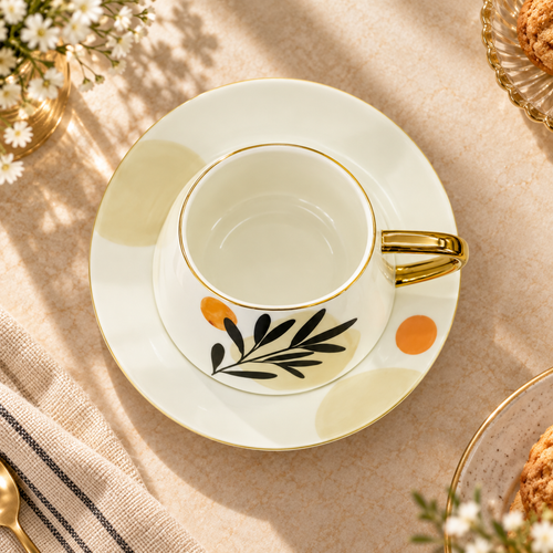Elegant Heritage Gold-Trimmed Cup & Saucer Set 12 Piece