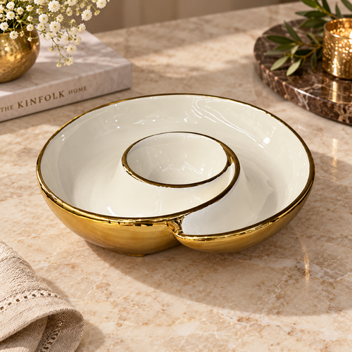 Modern Gold Spiral Chip & Dip Platter