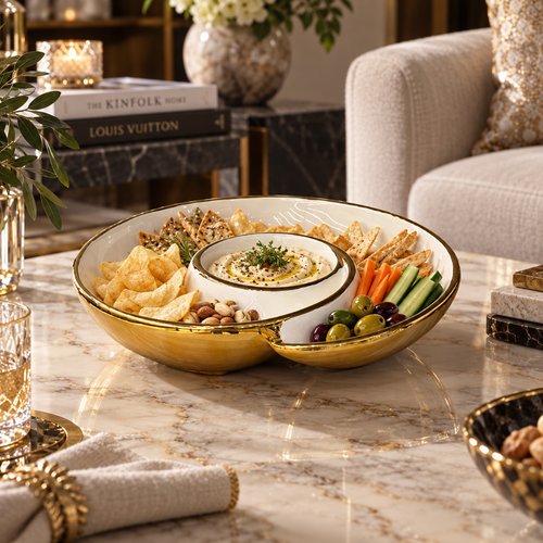 Modern Gold Spiral Chip & Dip Platter