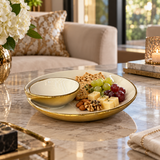 Elegant Integrated Sectional Snack Platter with Gold Rim