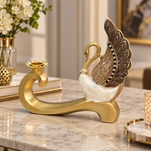 Regal Swan Candle Holder Sculpture