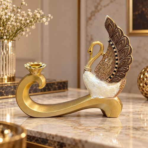Regal Swan Candle Holder Sculpture