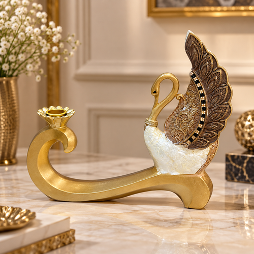 Regal Swan Candle Holder Sculpture