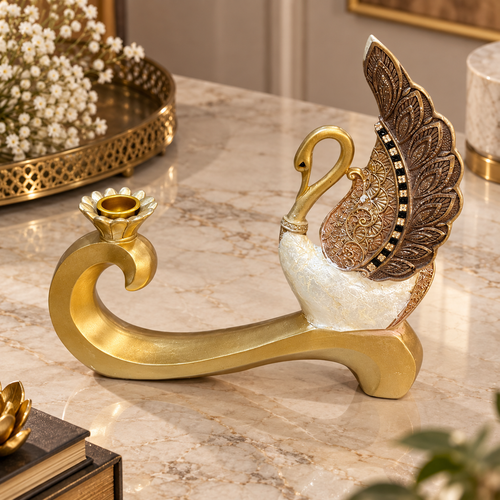 Regal Swan Candle Holder Sculpture