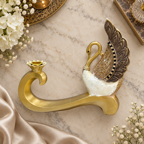 Regal Swan Candle Holder Sculpture