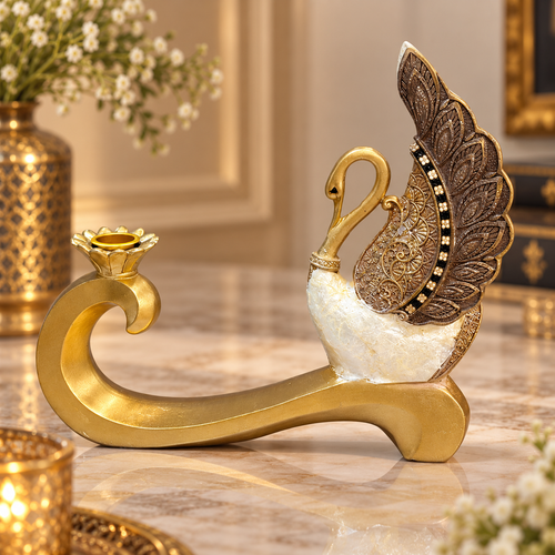 Regal Swan Candle Holder Sculpture
