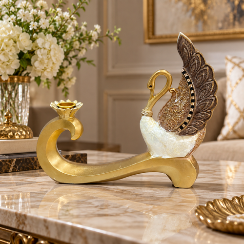 Regal Swan Candle Holder Sculpture