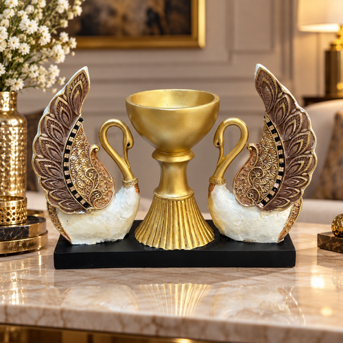 Imperial Twin Swan & Golden Chalice Centerpiece