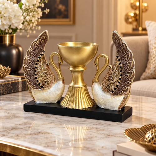 Imperial Twin Swan & Golden Chalice Centerpiece