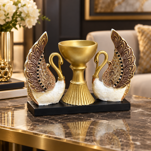 Imperial Twin Swan & Golden Chalice Centerpiece