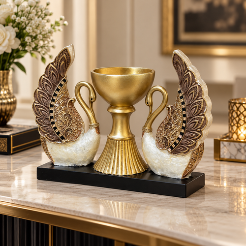Imperial Twin Swan & Golden Chalice Centerpiece