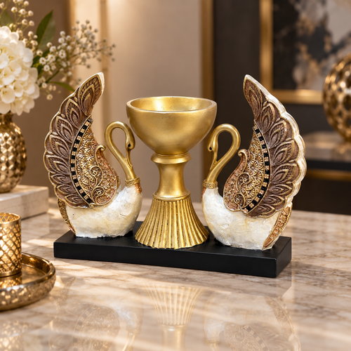 Imperial Twin Swan & Golden Chalice Centerpiece