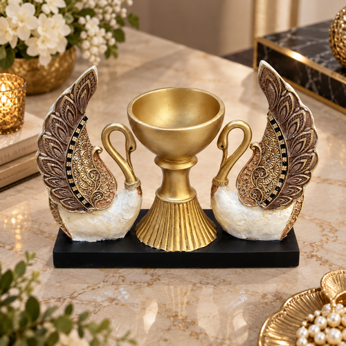 Imperial Twin Swan & Golden Chalice Centerpiece