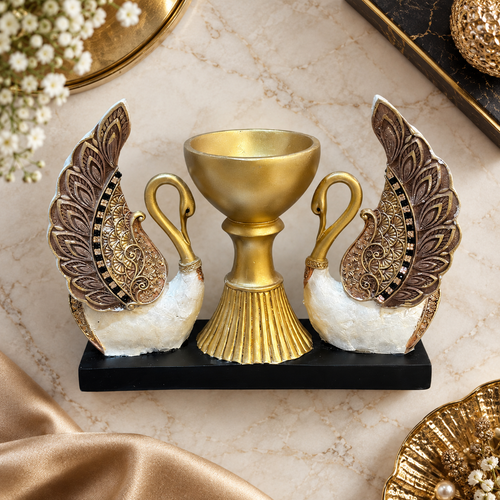 Imperial Twin Swan & Golden Chalice Centerpiece