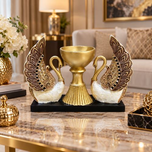 Imperial Twin Swan & Golden Chalice Centerpiece