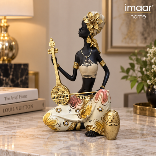 Royal Ethnic Musician Woman Showpiece
